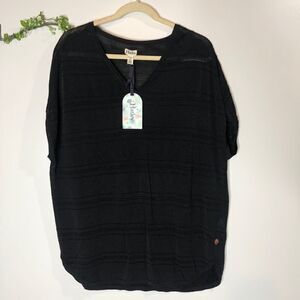 NWT! Hatley Michaelle Black Short Sleeve Knit Top